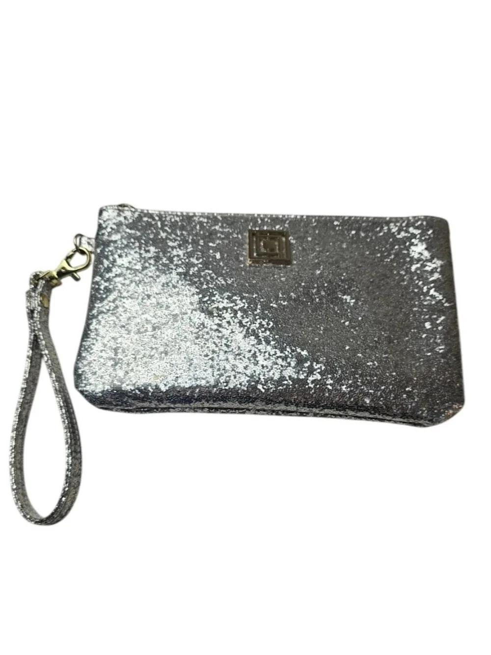Liz Claborne Silver Glitter Wrist Wallet Phone Charger Battery USB Adapters Club